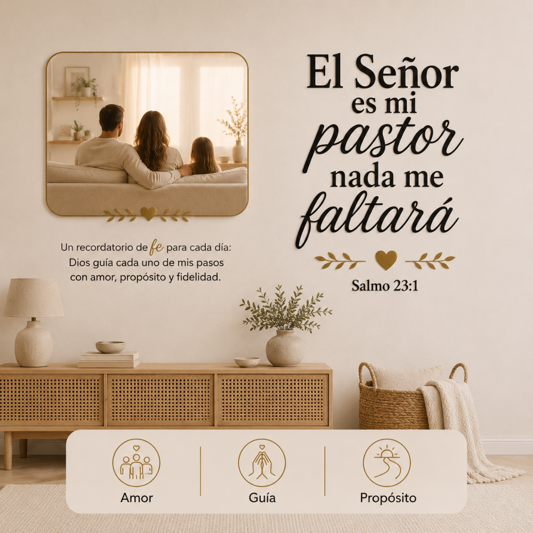 Placa decorativa Salmo 23:1 como recordatorio de fe en el hogar