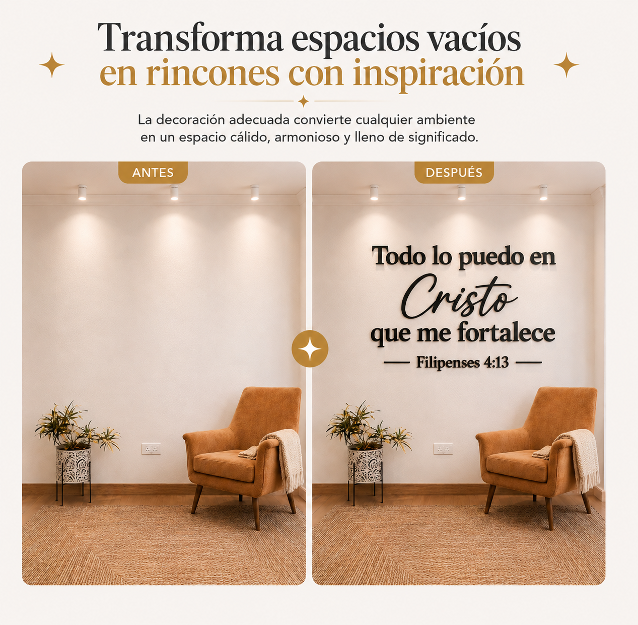 Detalle de la placa de MDF Filipenses 4:13