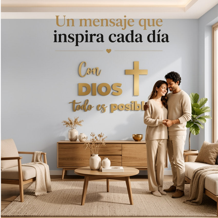 Con Dios Todo Es Posible | Decoración MDF Dorado
