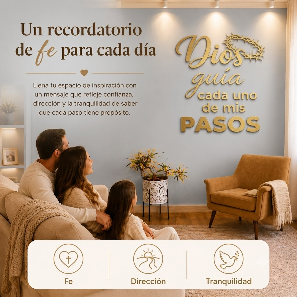 Dios Guía Mis Pasos | Decoración MDF Dorado