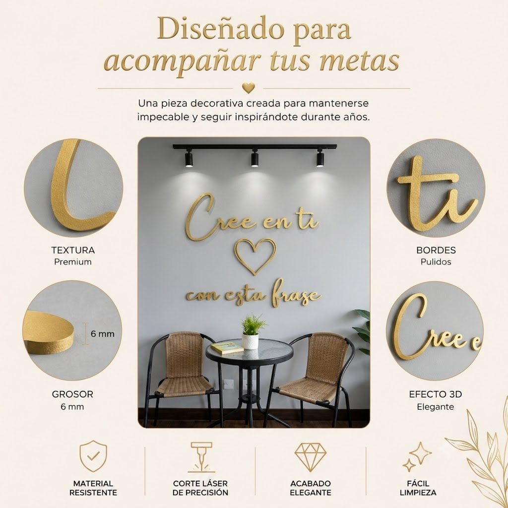 Cree En Ti | Decoración MDF Dorado
