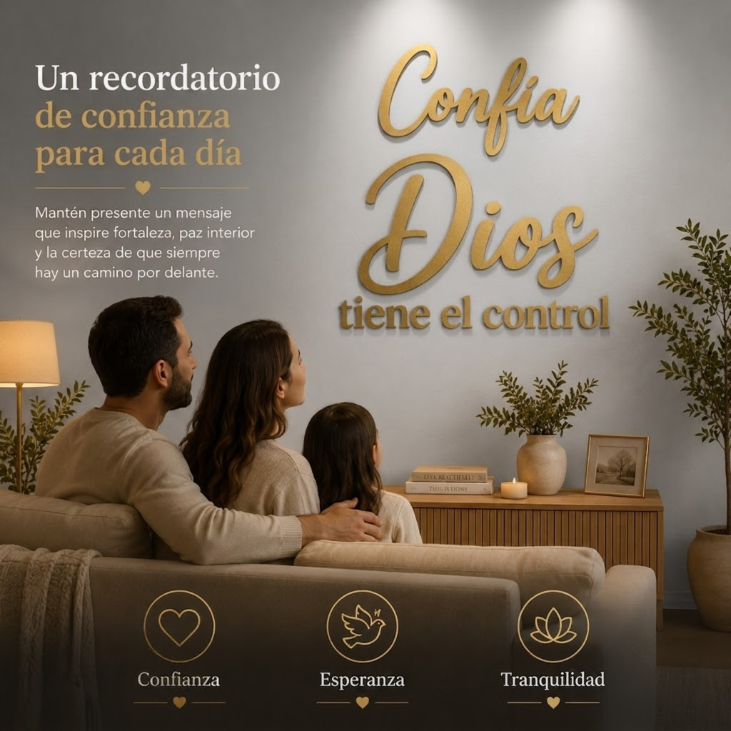 Confía Dios Tiene El Control | Decoración MDF Dorado
