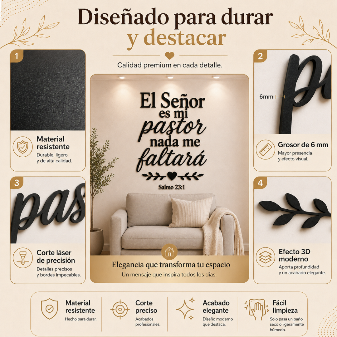 Frase de Fe en MDF – Salmo 23:1 Decoración