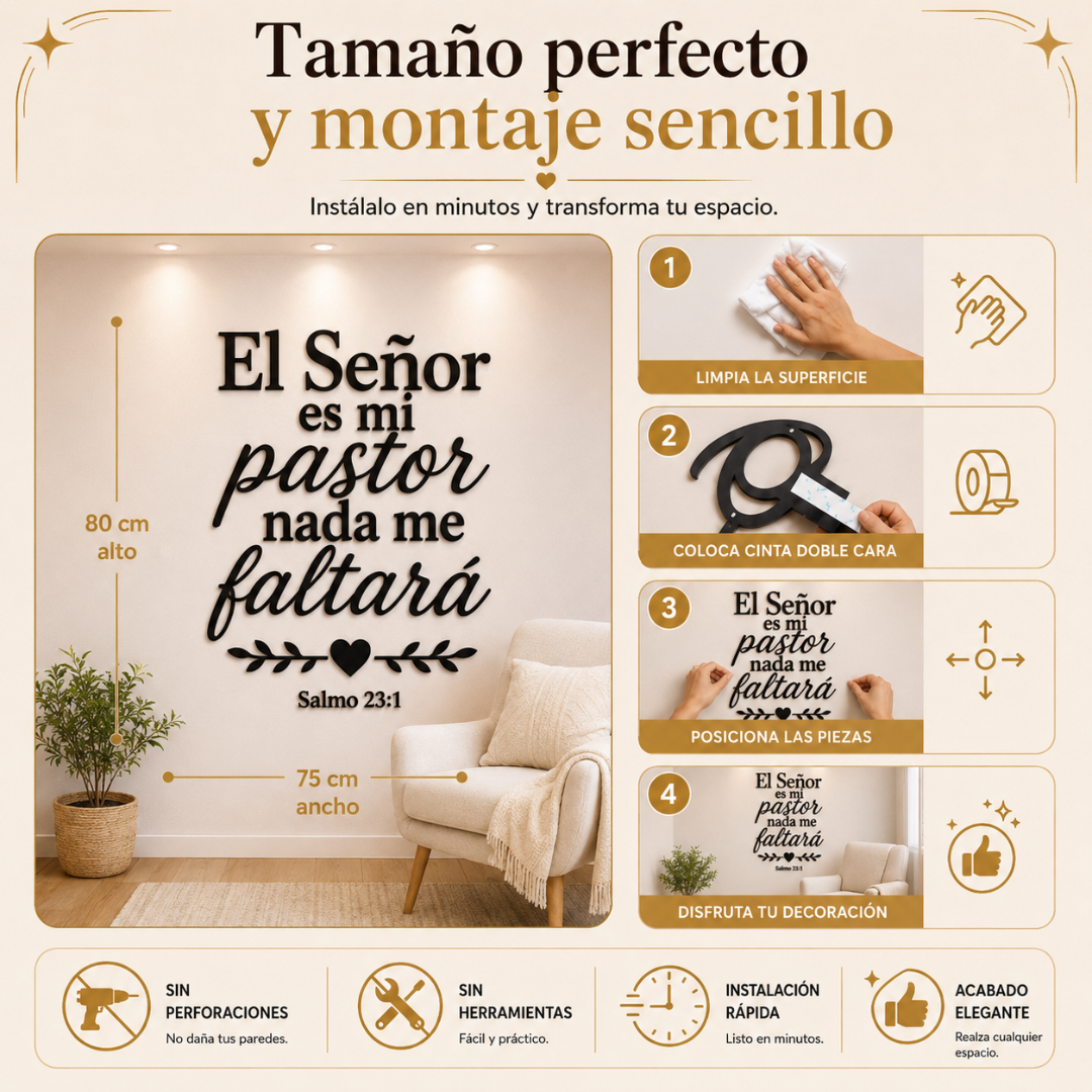 Frase de Fe en MDF – Salmo 23:1 Decoración