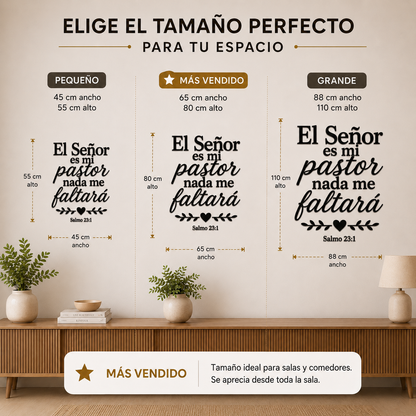 Tabla de tamaños disponibles para la placa Salmo 23:1