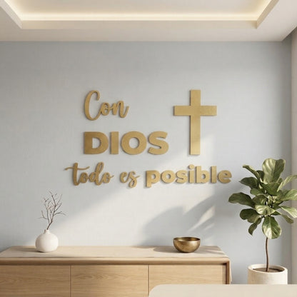 Con Dios Todo Es Posible | Decoración MDF Dorado