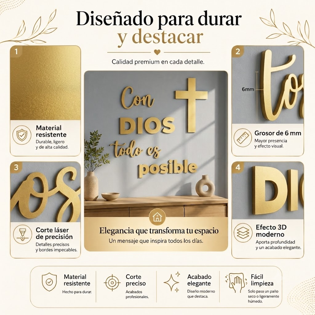 Con Dios Todo Es Posible | Decoración MDF Dorado