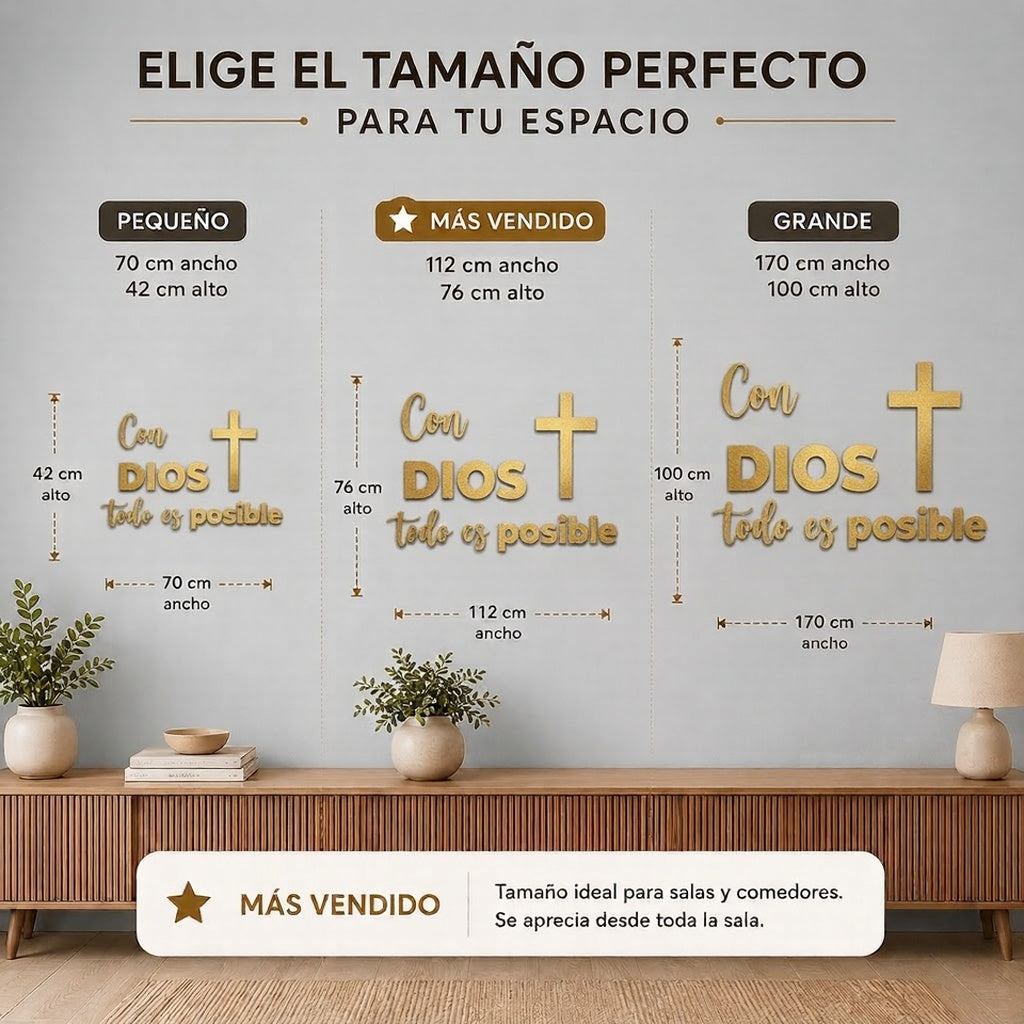 Con Dios Todo Es Posible | Decoración MDF Dorado