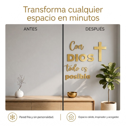 Con Dios Todo Es Posible | Decoración MDF Dorado