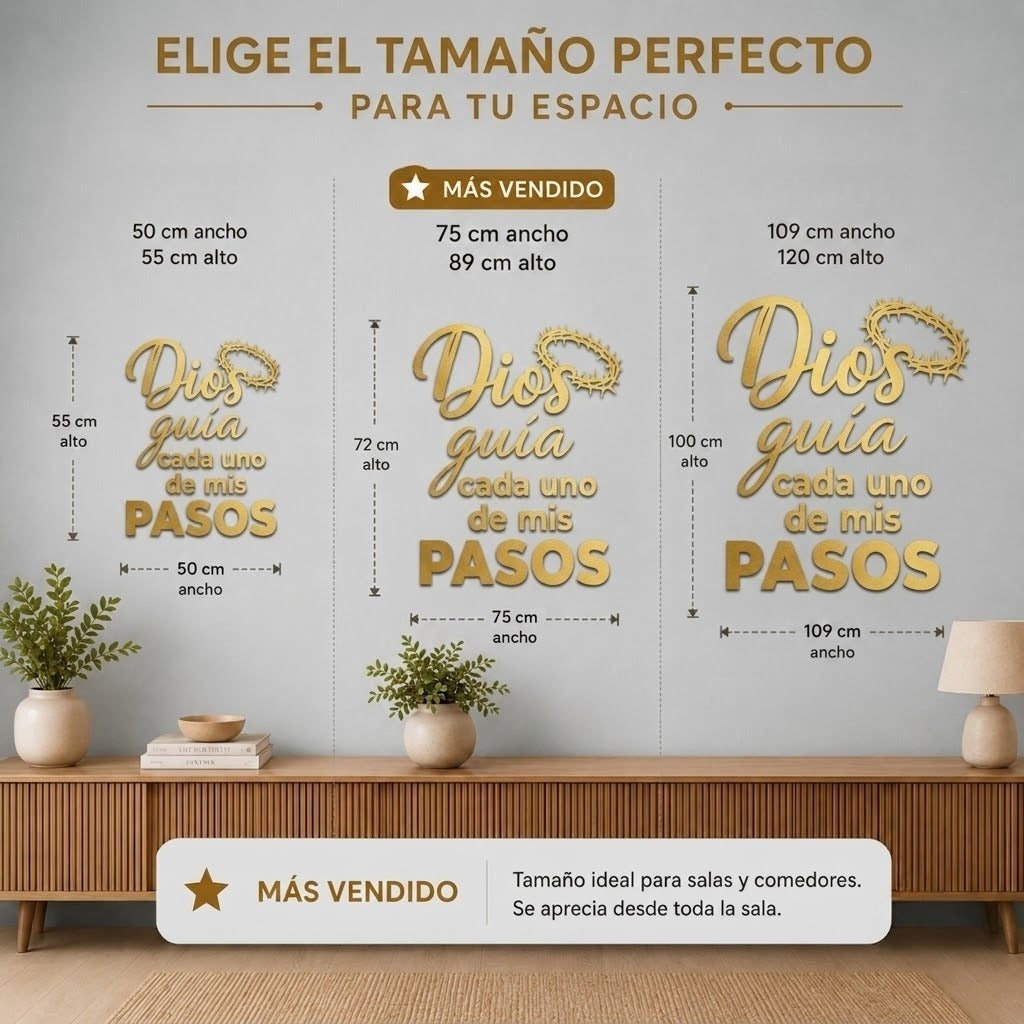 Dios Guía Mis Pasos | Decoración MDF Dorado