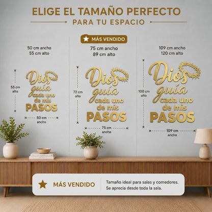 Dios Guía Mis Pasos | Decoración MDF Dorado
