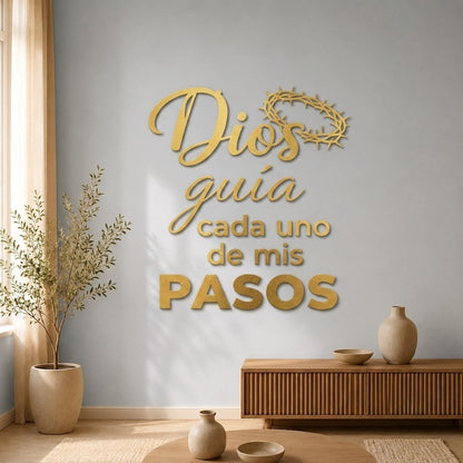 Dios Guía Mis Pasos | Decoración MDF Dorado