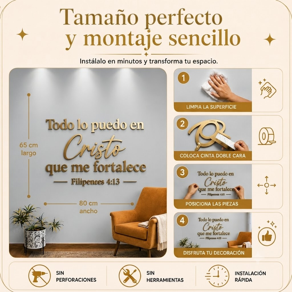 Filipenses 4:13 | Decoración MDF Dorado