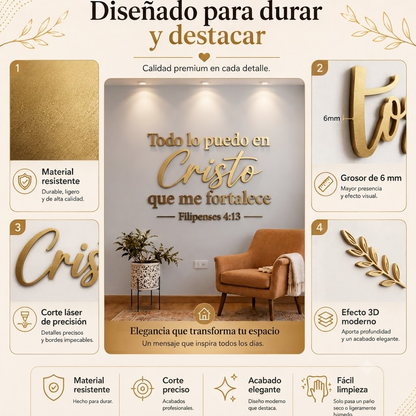 Filipenses 4:13 | Decoración MDF Dorado