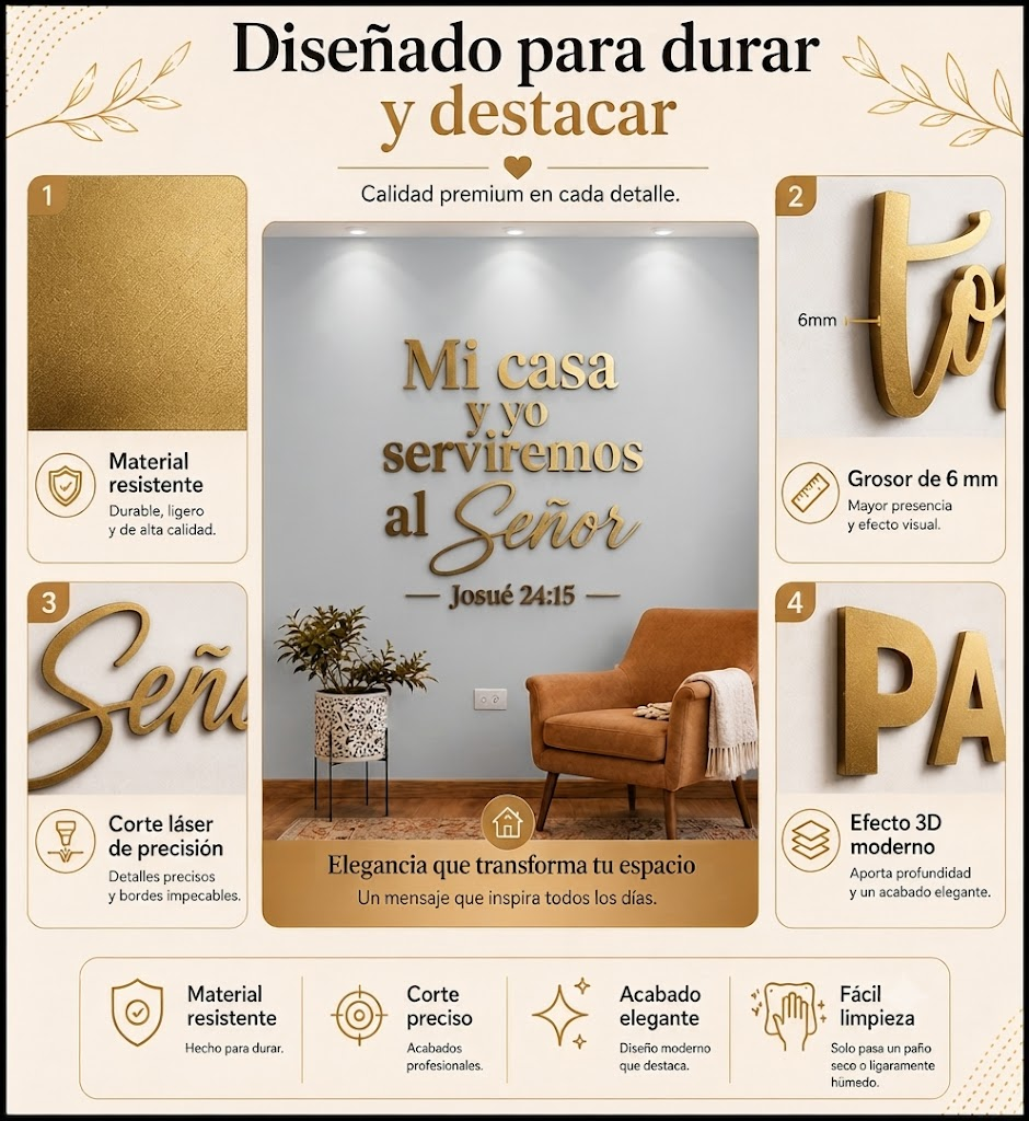 Josué 24:15 | Decoración MDF Dorado