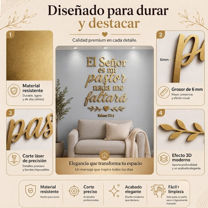 Salmo 23:1 | Decoración MDF Dorado