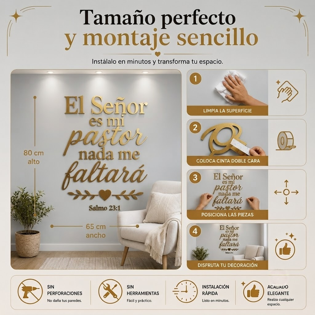 Salmo 23:1 | Decoración MDF Dorado