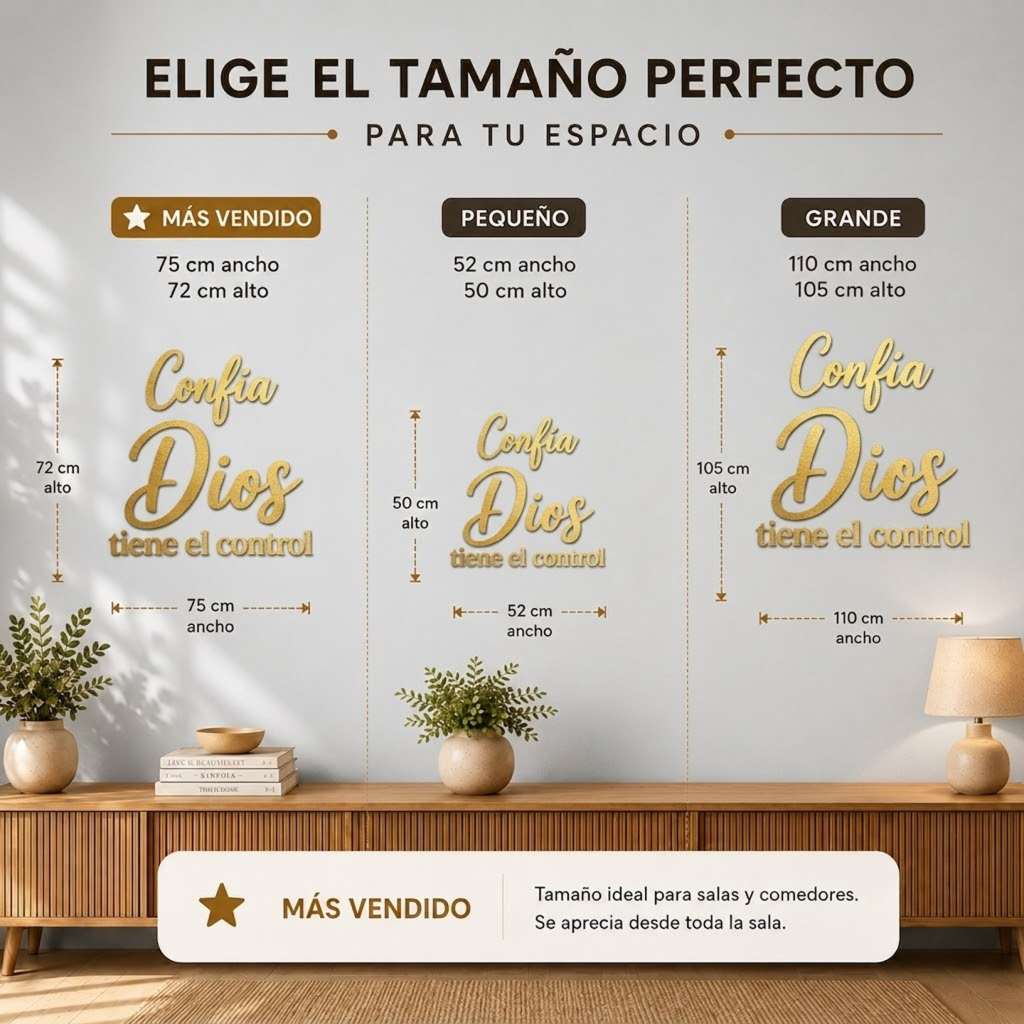 Confía Dios Tiene El Control | Decoración MDF Dorado